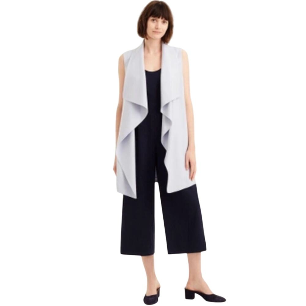 Club Monaco Women's Medium Silk Vest Gray Ash Blue Layering